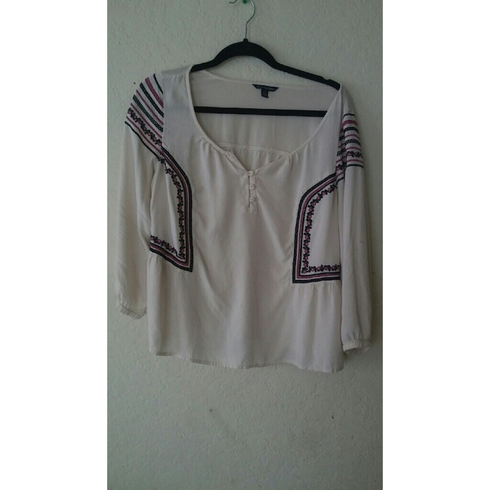 American Eagle White Boho Top L